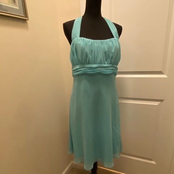 David's Bridal Halter Pool Bridesmaid Dress - Picture 1 of 7
